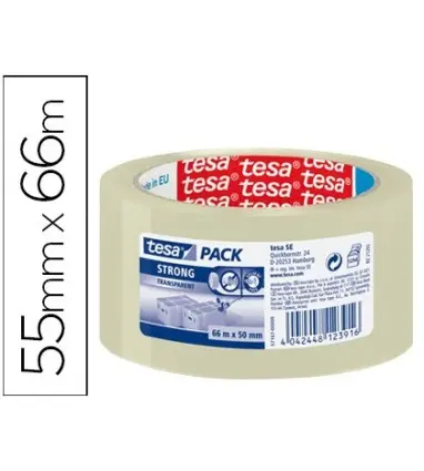 CINTA ADHESIVA TESA TRANSPARENTE STRONG 66 MT X 50 MM PARA EMBALAJE BAJO RUIDO