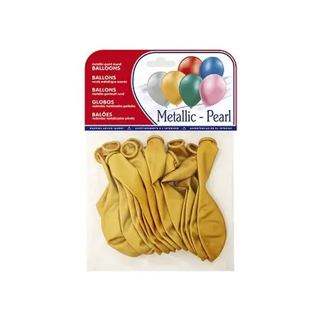 GLOBOS METALIZADOS ORO BOLSA DE 15 UNIDADES