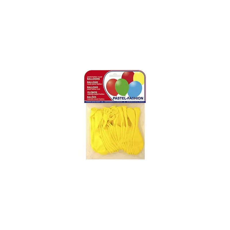 GLOBOS PASTEL AMARILLO BOLSA DE 20 UNIDADES