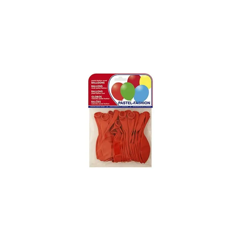 GLOBOS PASTEL ROJO BOLSA DE 20 UNIDADES