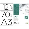 PAPEL DIBUJO LIDERPAPEL A3 297X420MM 70G/M2 VEGETAL SOBRE DE 12 HOJAS