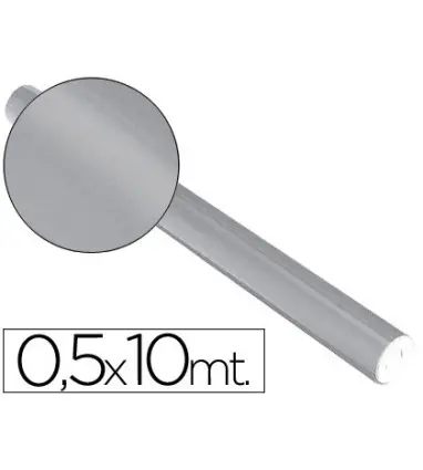 PAPEL METALIZADO PLATA ROLLO CONTINUO DE 0,5 X 10 MT