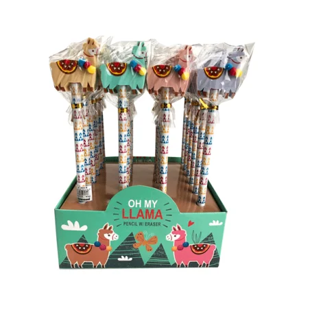 LOTE 24 LAPICES DE MADERA CON BORRADOR "LLAMAS"