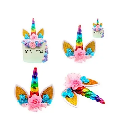 CAKE TOPPER UNICORNIO ARCOIRIS DECORACION TARTAS