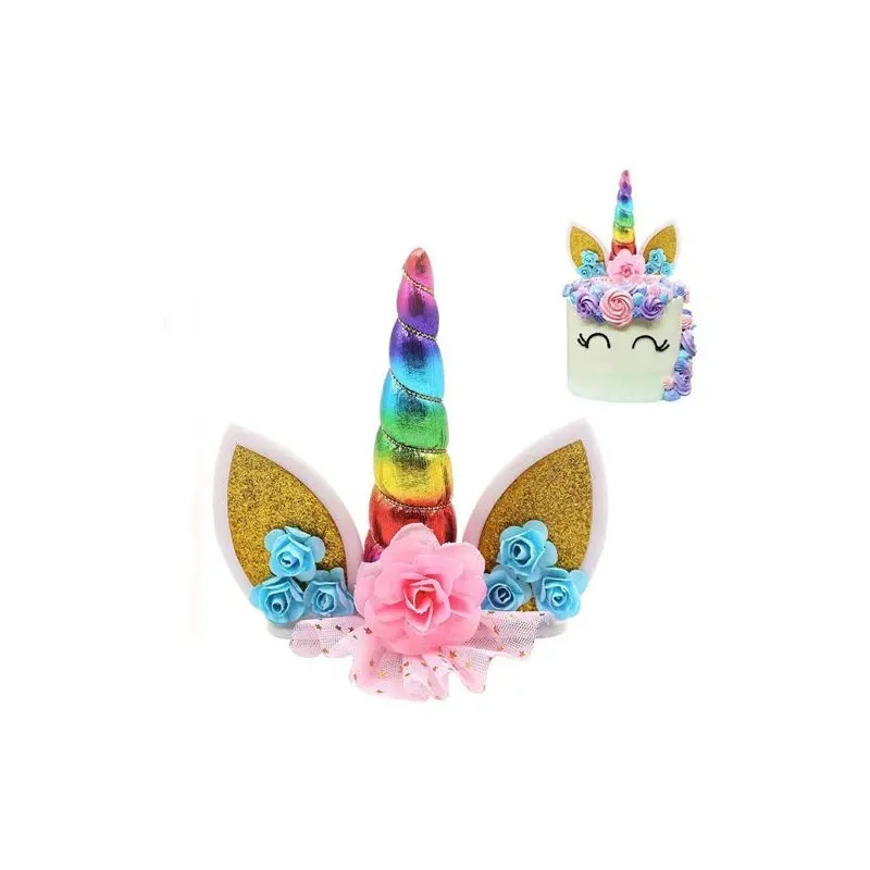 CAKE TOPPER UNICORNIO ARCOIRIS DECORACION TARTAS