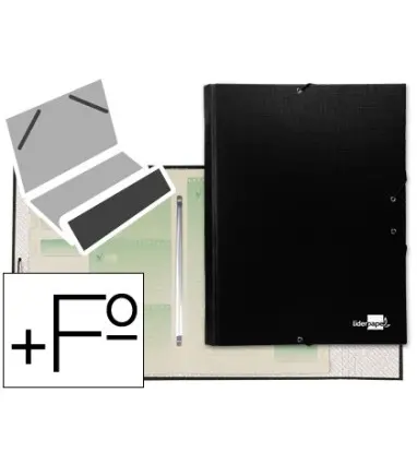 CARPETA CLASIFICADORA LIDERPAPEL 12 DEPARTAMENTOS FOLIO PROLONGADO CARTON FORRADO NEGRA