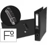 CARPETA DE 2 ANILLAS 40MM MIXT AS LIDERPAPEL FOLIO FORRADO PAPERCOAT CON OLLAO Y TARJETERO COMPRESOR PLASTICO NEGRO