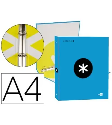CARPETA LIDERPAPEL ANTARTIK A4 FORRADA 4 ANILLAS 25 MM REDONDAS COLOR AZUL