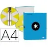 CARPETA LIDERPAPEL ANTARTIK A4 FORRADA 4 ANILLAS 25 MM REDONDAS COLOR AZUL