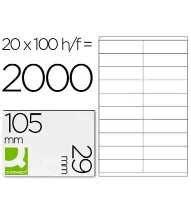 ETIQUETA ADHESIVA Q-CONNECT KF26093 TAMA?O 105X29 MM FOTOCOPIADORA LASER INK-JET CAJA 100 H DIN A4 ESP.HACIENDA