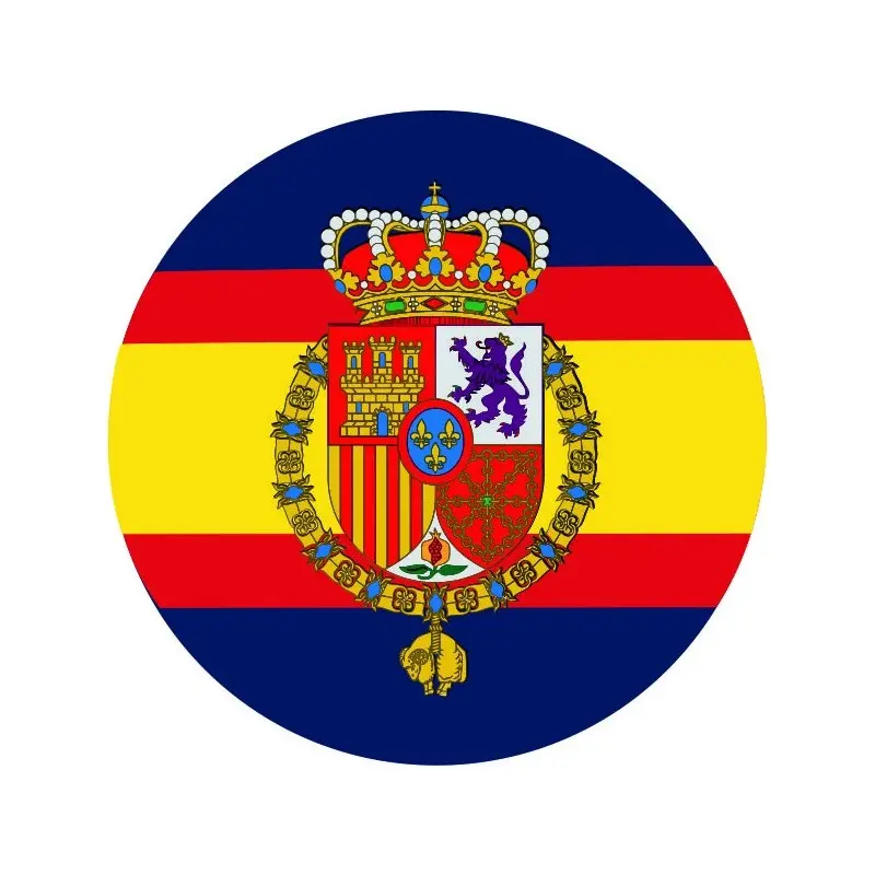 Pegatina Casa Real Felipe VI Redondo Sin Orla Fondo Azul