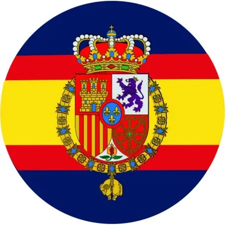 Pegatina Casa Real Felipe VI Redondo Sin Orla Fondo Azul