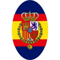 Pegatina Casa Real Felipe VI Ovalado Sin Orla Fondo Azul