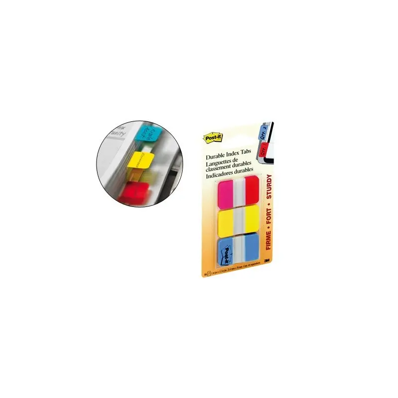 BANDERITAS SEPARADORAS RIGIDAS DISPENSADOR 3 COLORES POST-IT INDEX 686-RYB MEDIANOS22 BANDERITAS POR COLOR