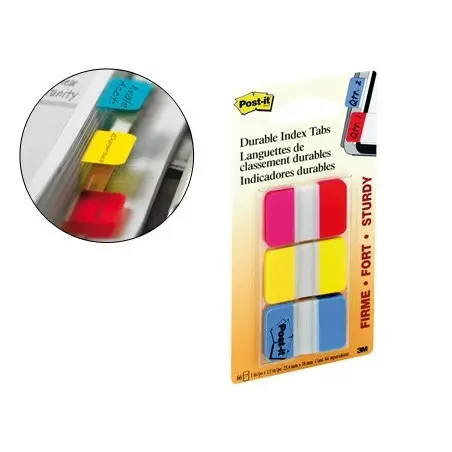 BANDERITAS SEPARADORAS RIGIDAS DISPENSADOR 3 COLORES POST-IT INDEX 686-RYB MEDIANOS22 BANDERITAS POR COLOR