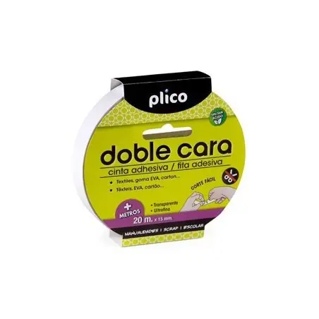 CINTA ADHESIVA PLICO DOBLE CARA 15MM X 20MT