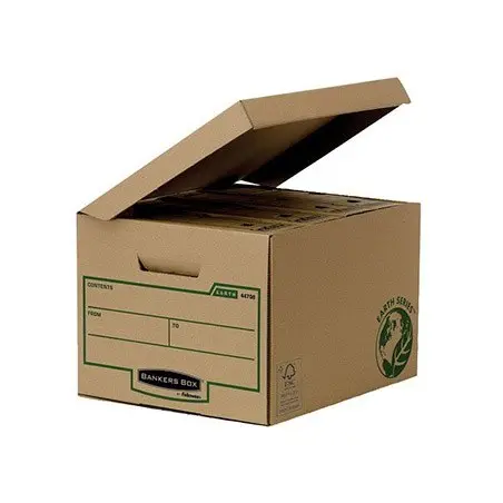 CAJON FELLOWES CARTON RECICLADO PARA ALMACENAMIENTO DE ARCHIVADORES CAPACIDAD 4 CAJAS DE ARCHIVO 80 MM