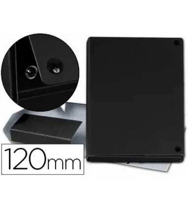 Carpeta proyectos pardo folio lomo 120 mm carton forrado negro con broche