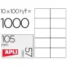 ETIQUETA ADHESIVA APLI 1278 TAMA?O 105X57 MM PARA FOTOCOPIADORA LASER INK-JET CAJA CON 100 HOJAS DIN A4