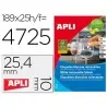 Etiqueta adhesivas apli 10198 tamaño 25,4x10 mm removible para fotocopiadora laser ink-jet caja 25 hojas con