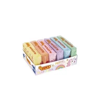 Plastilina jovi 70 tamaño pequeño caja de 6 unidades colores pastel surtidos 50g