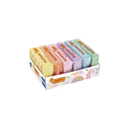 Plastilina jovi 70 tamaño pequeño caja de 6 unidades colores pastel surtidos 50g