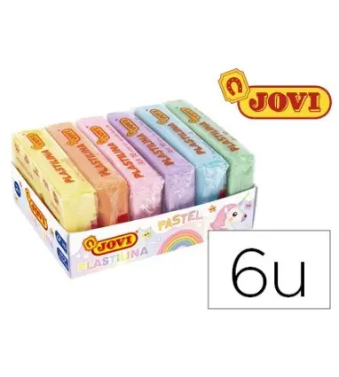 Plastilina jovi 70 tamaño pequeño caja de 6 unidades colores pastel surtidos 50g