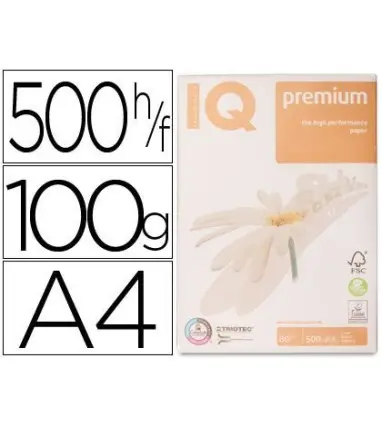 Papel fotocopiadora iq premium din a4 100 gramos paquete de 500 hojas