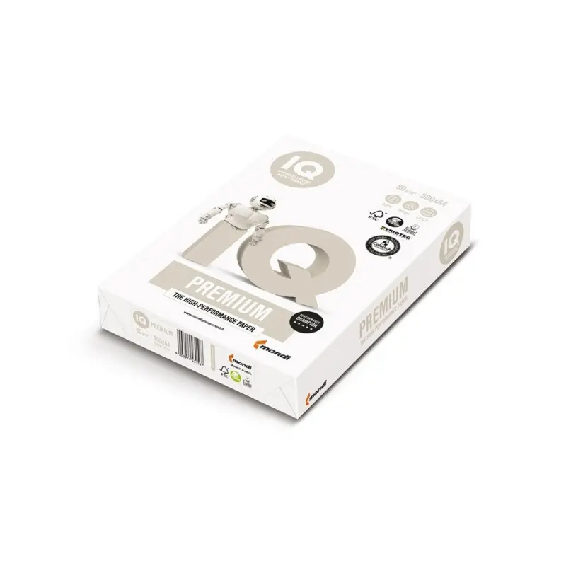 Papel fotocopiadora iq premium din a4 100 gramos paquete de 500 hojas