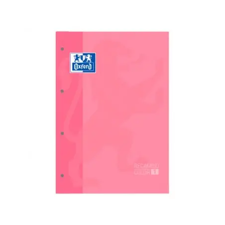 Recambio color 1 oxford din a4+ 80 hojas 90 gr cuadro 5 mm 4 taladros color rosa chicle