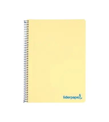 Cuaderno espiral liderpapel a5 micro wonder tapa plastico 120h 90g cuadro 5mm 5 bandas 6 taladros color amarillo
