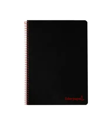 Cuaderno espiral liderpapel a5 micro wonder tapa plastico 120h 90g cuadro 5mm 5 bandas 6 taladros color negro