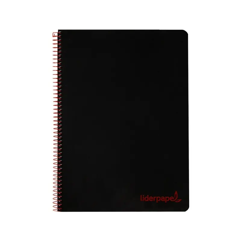 Cuaderno espiral liderpapel a5 micro wonder tapa plastico 120h 90g cuadro 5mm 5 bandas 6 taladros color negro