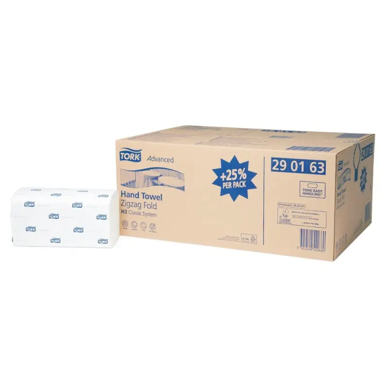 Toalla de papel engarzada 2 capas 21,8x23 cm paquete de 250 unidades para dispensador h3