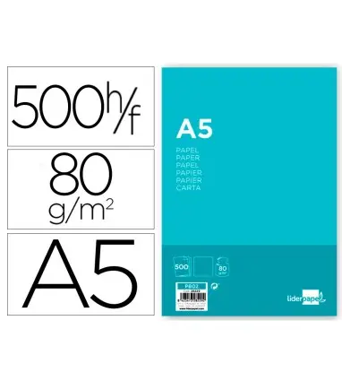 PAPEL LIDERPAPEL A5 80G/M2 PAQUETE DE 500 BLANCO