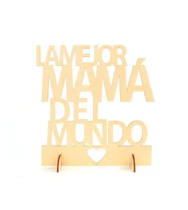 CARTEL MADERA "LA MEJOR MAMÁ DEL MUNDO"