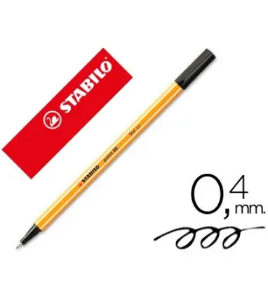 Pack de 10 Rotuladores stabilo punta de fibra point 88 negro 0,4 mm.