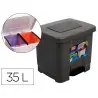 Papelera contenedor plasticforte plastico con pedal 2 compartimentos 35 litros gris oscuro