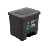 Papelera contenedor plasticforte plastico con pedal 2 compartimentos 35 litros gris oscuro