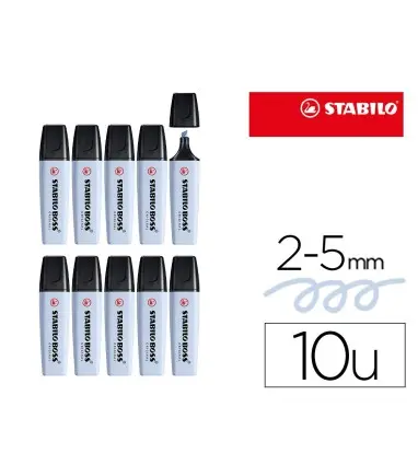 Rotulador stabilo boss fluorescente 70 pastel azul nublado