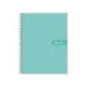 Cuaderno espiral liderpapel a4 crafty tapa forrada 80h 90 gr cuadro 4mm con margen color turquesa
