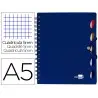 Cuaderno espiral liderpapel a5 micro executive tapa plastico 100h 80 gr cuadro 5mm 5 se paradores con gomilla azul.