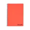 Cuaderno espiral liderpapel a5 micro wonder tapa plastico 120h 90g cuadro 5mm 5 bandas 6 taladros color rojo