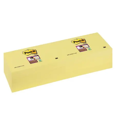 BLOC DE NOTAS ADHESIVAS QUITA Y PON POST-IT SUPER STICKY 76X76 MM CON 12 BLOC AMARILLO CANARIO
