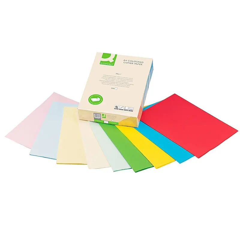 Papel color q-connect din a4 80 gr 5 colores surtidos paquete de 500 hojas Papel color q-connect din a4 80 gr 5 colores surtidos paquete de 500 hojas