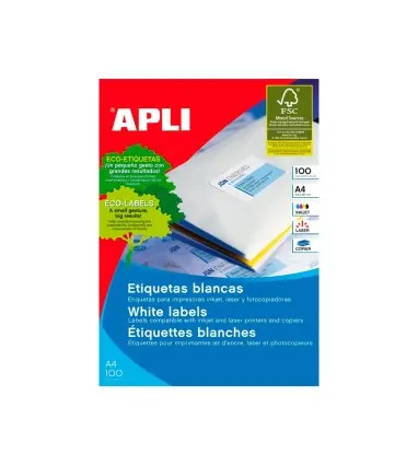 Etiqueta adhesiva apli 1287 tamaño 105x35 mm fotocopiadora laser ink-jet caja con 100 hojas din a4