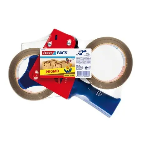 Portarrollo tesa para embalaje para rollos de 66mtx 50mm 2 rollos cinta marron