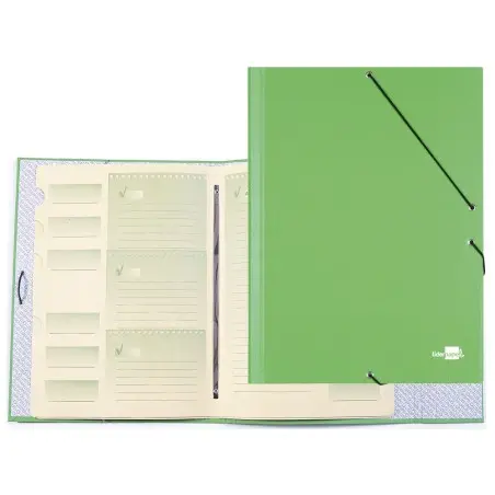 Carpeta clasificadora liderpapel 12 departamentos folio prolongado carton forrado verde claro