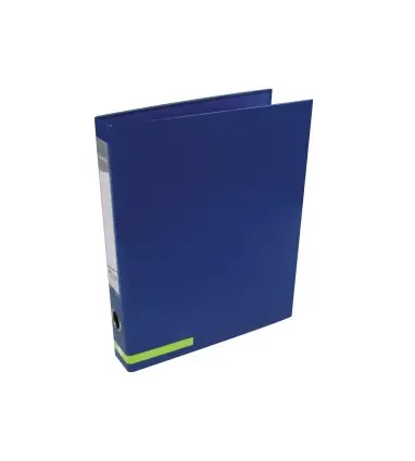 Carpeta de 2 anillas 25 mm mixtas liderpapel a4 forrado color system con ollao y tarjetero azul