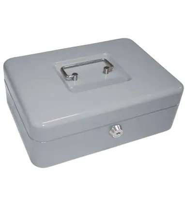 Caja caudales q-connect 10" 250x180x90 mm plata con portamonedas